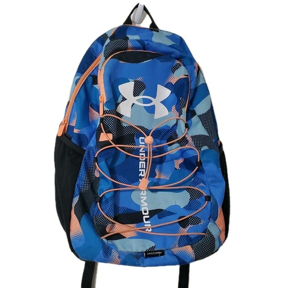 Under Armour UA Storm Hustle Backpack Blue & Peach Camo Unisex - Picture 1 of 9